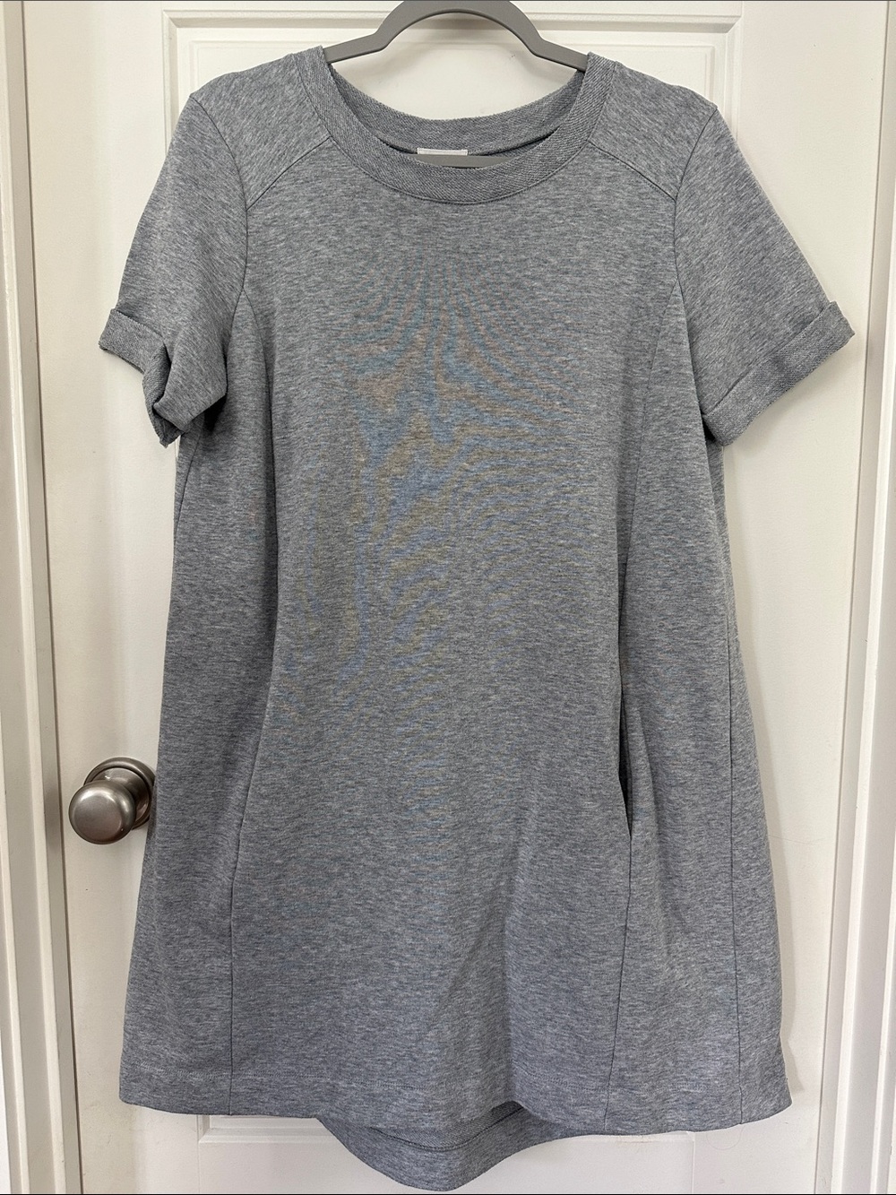 Caslon Gray Short-Sleeve Asymmetrical Swing Dress